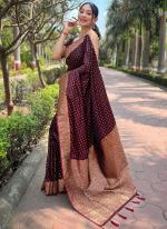 Banarasi Silk Maroon Traditional Wear Weaving Saree